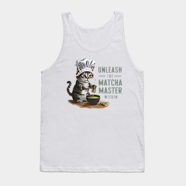 Matcha Master Cat Design: Whisk Your Way to Zen - Japanese-Inspired Tank Top by WEARWORLD